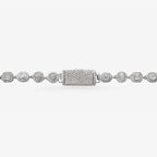 Peter Marco 18k white gold emerald and oval cut diamond necklace, clasp view