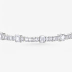 Peter Marco 18k white gold emerald cut and baguette cut diamond bracelet, detail view