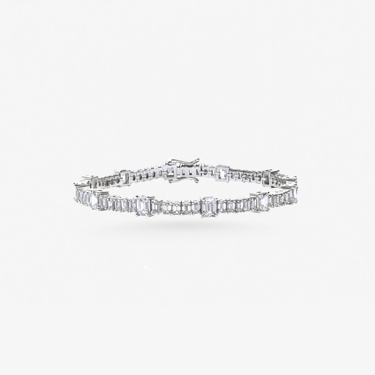 Peter Marco 18k white gold emerald cut and baguette cut diamond bracelet