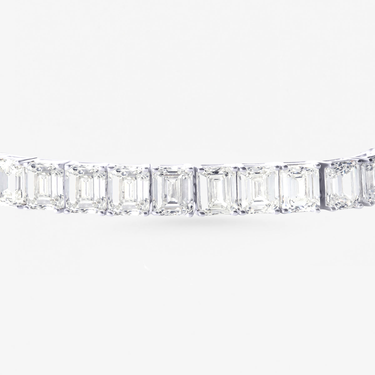 Peter Marco 18k white gold emerald cut diamond bracelet, detail view