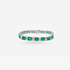 Peter Marco 18k white gold emerald cut emerald and baguette cut diamond bangle