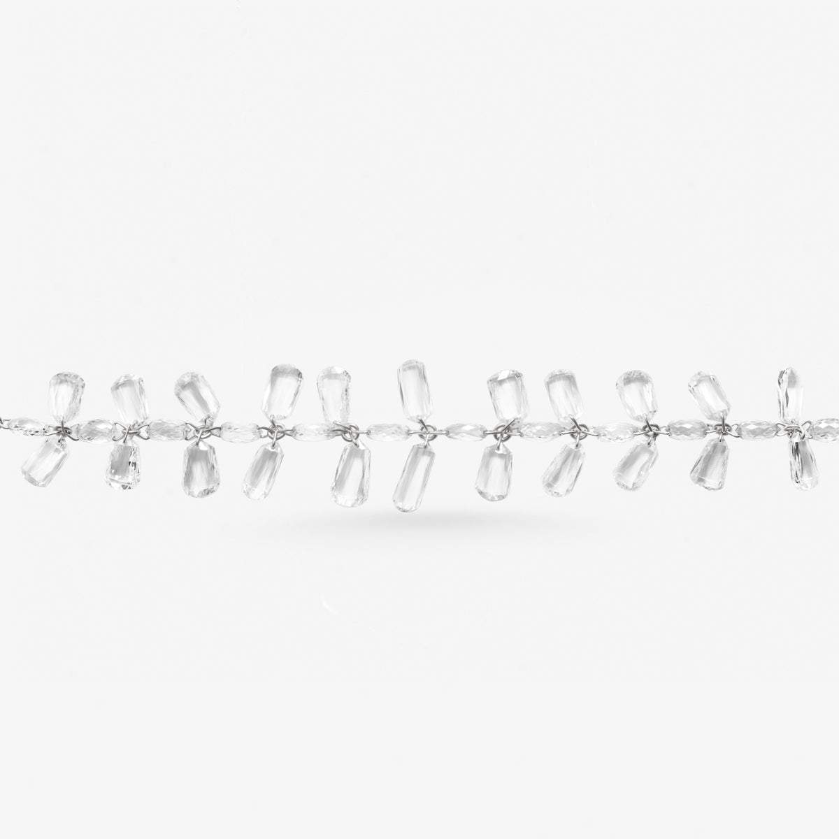 Peter Marco 18k white gold faceted crystal link bracelet, detail view