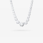 Peter Marco 18k white gold graduated round cut diamond necklace, detail view
