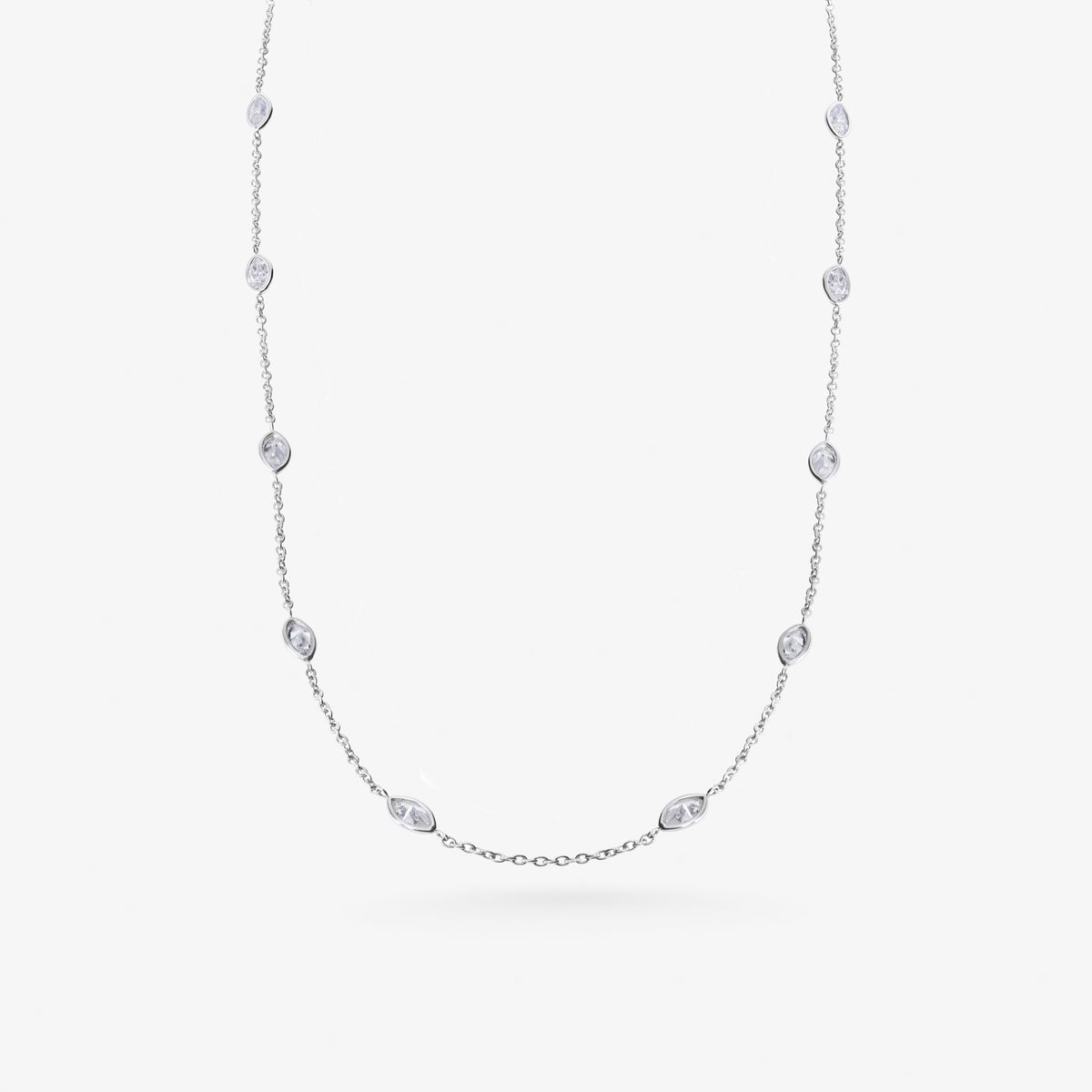 Peter Marco 18k white gold marquise cut diamond necklace