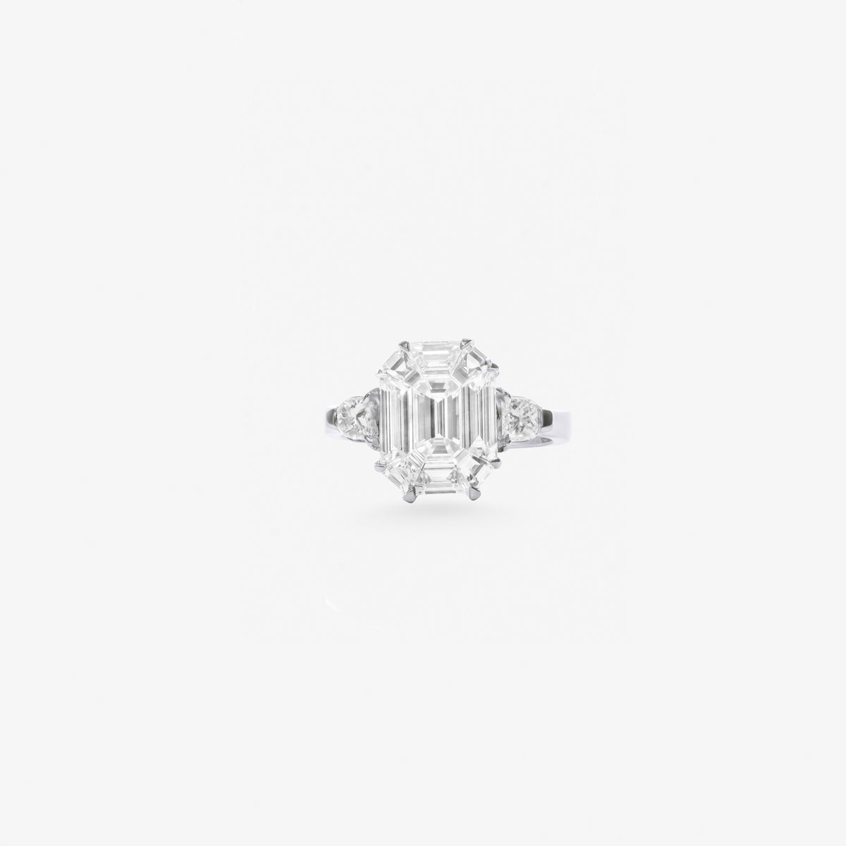 Peter Marco 18k white gold multi-stone emerald cut diamond ring