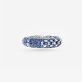 Peter Marco 18k white gold oval and cushion cut sapphire and emerald cut diamond bangle