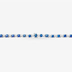Peter Marco 18k white gold oval blue sapphire and round diamond necklace, clasp view