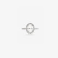 Peter Marco 18k white gold oval cut and round cut diamond halo ring