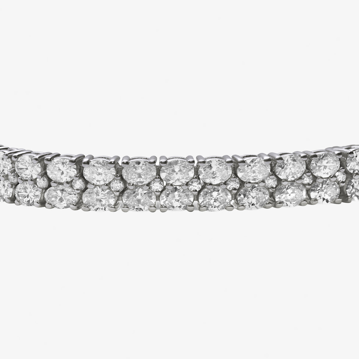 Peter Marco 18k white gold oval cut diamond two-row bracelet, detail view