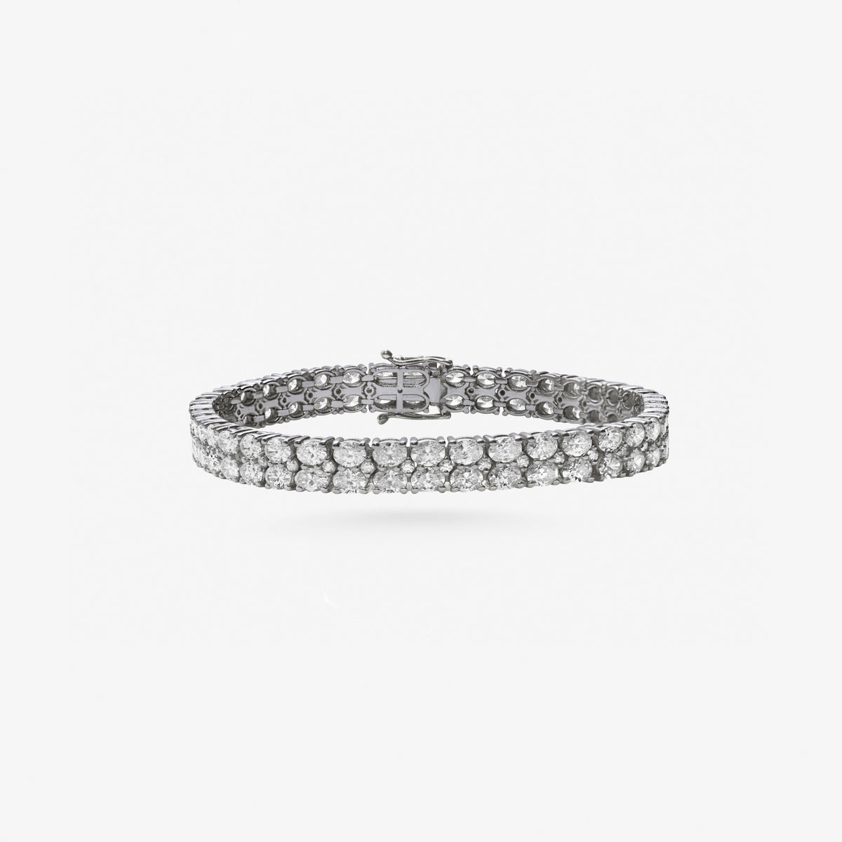 Peter Marco 18k white gold oval diamond two-row bracelet
