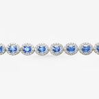 Peter Marco 18k white gold oval cut sapphire and round cut diamond bracelet, detail view