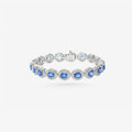 Peter Marco 18k white gold oval cut sapphire and round cut diamond bracelet