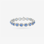 Peter Marco 18k white gold oval cut sapphire and round cut diamond bracelet