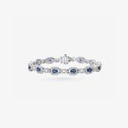 Peter Marco 18k white gold oval sapphire and round cut diamond link bracelet