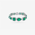 Peter Marco 18k white gold pear and cushion cut emerald with round cut diamond bracelet