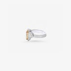 Peter Marco 18k white gold pear cut champagne diamond and pear cut diamond halo ring, side view