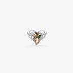 Peter Marco 18k white gold pear cut champagne diamond and pear cut diamond halo ring