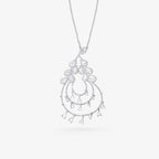 Peter Marco 18k white gold pear shaped and round cut diamond pendant necklace