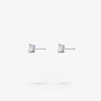 Peter Marco 18k white gold princess cut white diamond stud earrings, side view