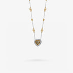 Peter Marco 18k white gold rose gold round cut diamond and yellow diamond pendant