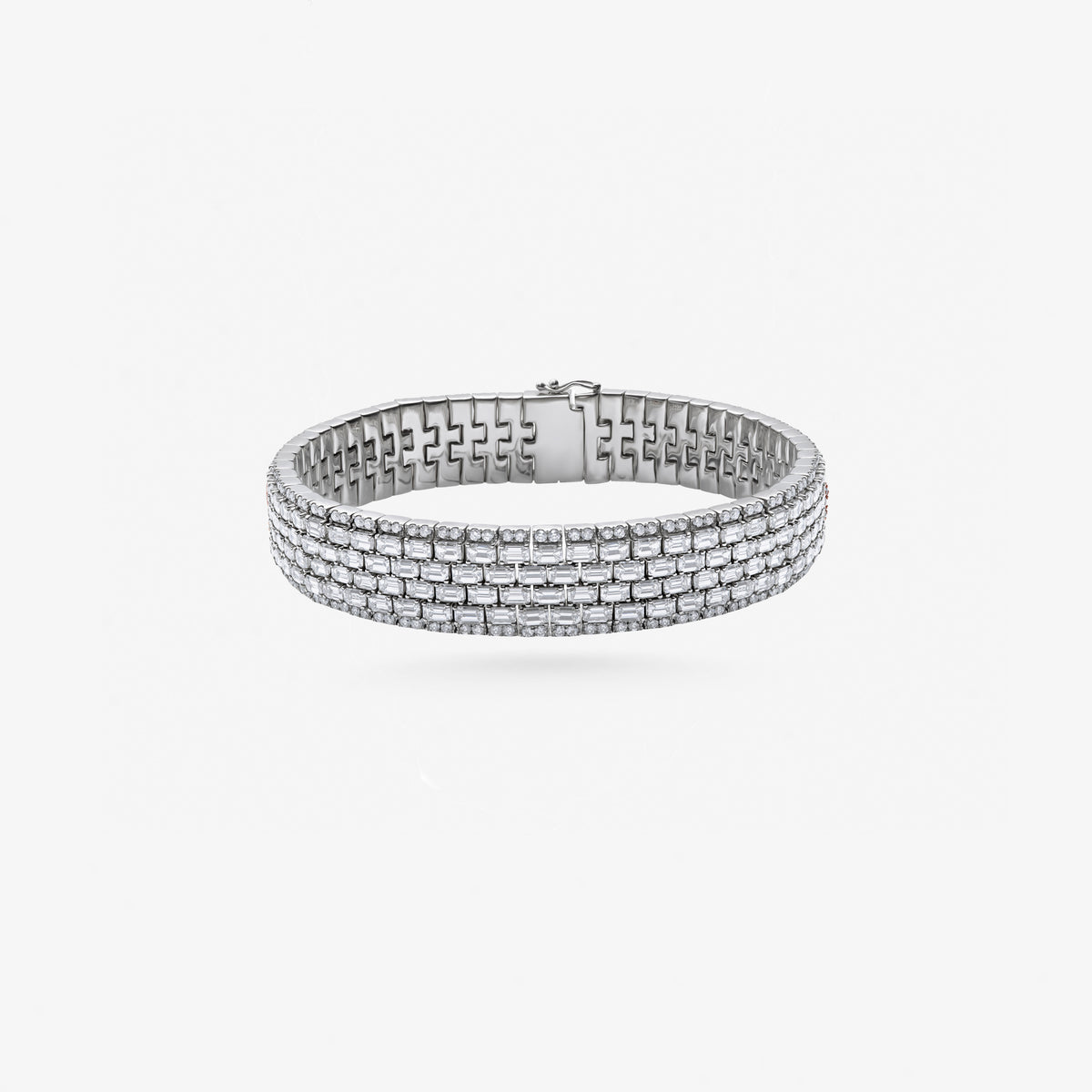 Peter Marco 18k white gold round and baguette cut diamond bracelet