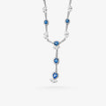 Peter Marco white gold round and pear cut blue sapphire and round cut diamond necklace