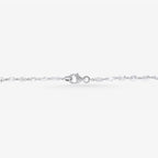 Peter Marco 18k white gold round cut and baguette cut crystal necklace, clasp view