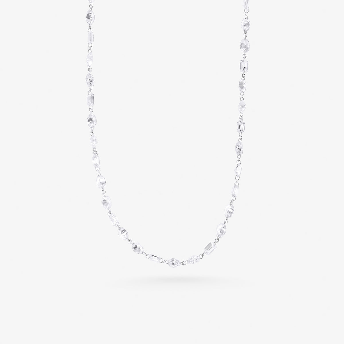 Peter Marco 18k white gold round cut and baguette cut crystal necklace
