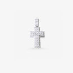 Peter Marco 18k white gold round cut and emerald cut diamond cross pendant