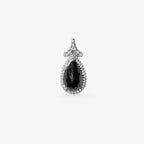 Peter Marco 18k white gold round cut diamond and pear cut diamond-pendant, detail view