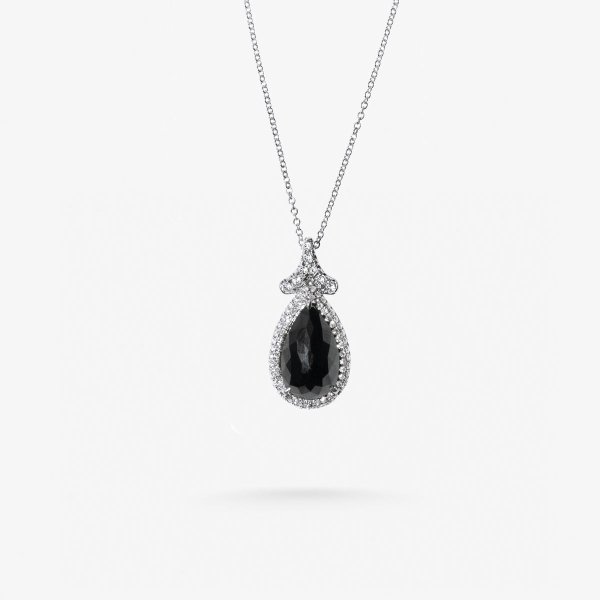Peter Marco 18k white gold round cut diamond and pear cut diamond-pendant