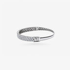 Peter Marco 18k white gold round cut diamond bangle, side view