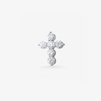 Peter Marco 18k white gold round cut diamond cross pendant, detail view