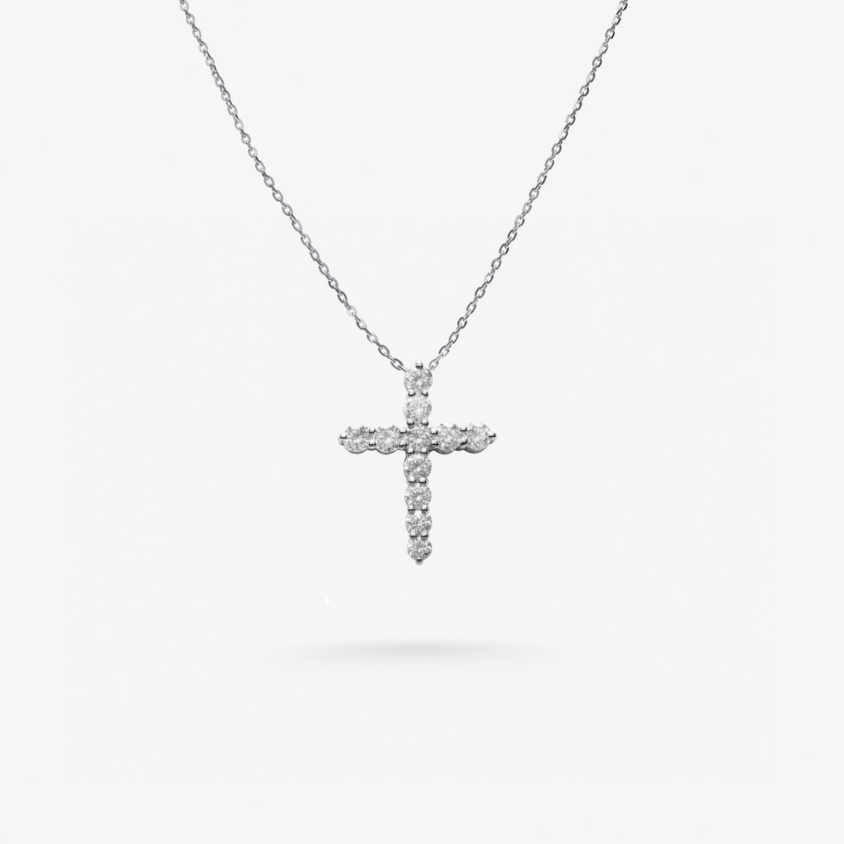 Peter Marco 18k white gold round cut diamond cross pendant