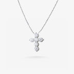 Peter Marco 18k white gold round cut diamond cross pendant