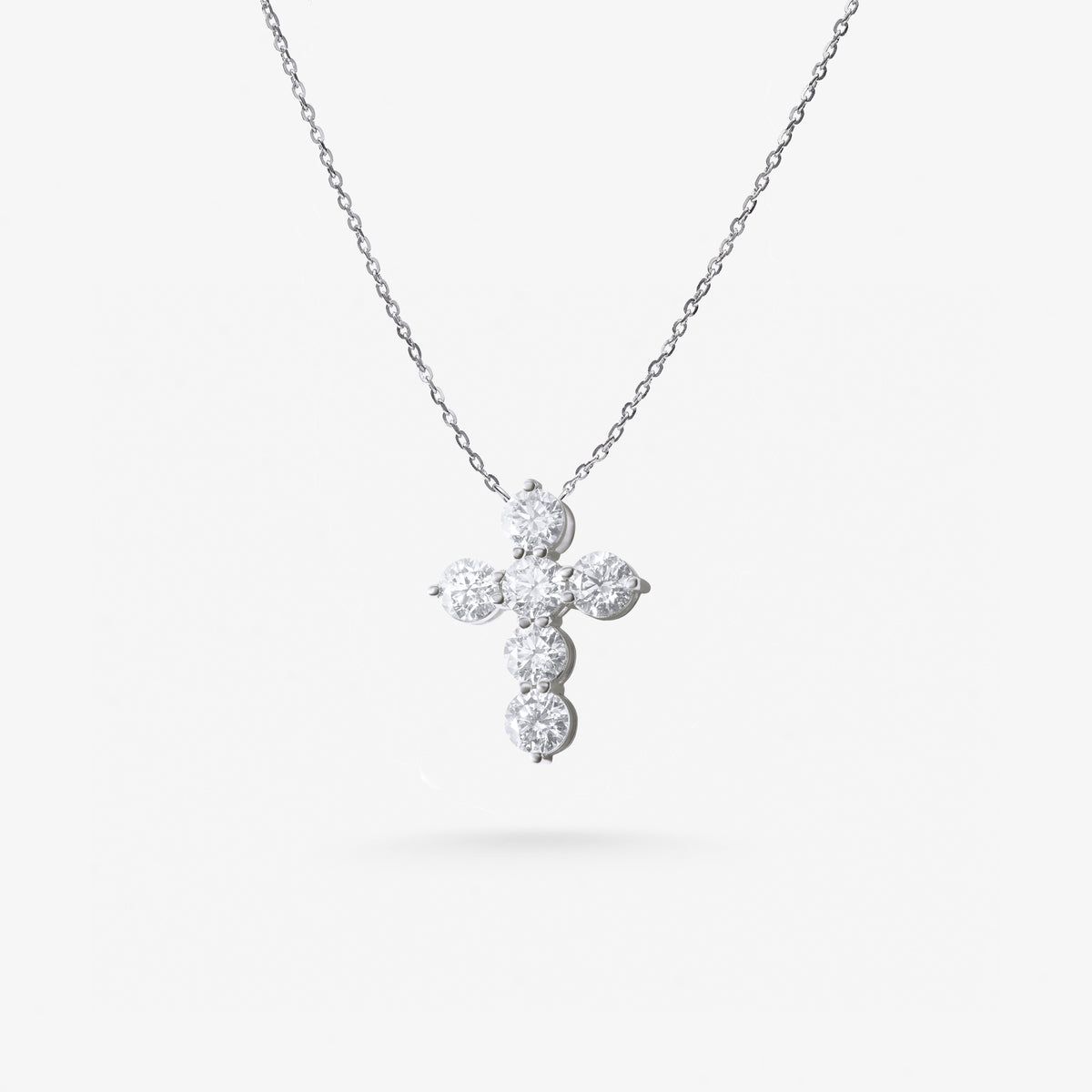 Peter Marco 18k white gold round cut diamond cross pendant