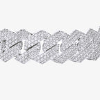 Peter Marco 18k white gold round cut diamond Cuban link bracelet, detail view