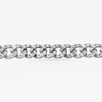 18k white gold round cut diamond cuban link bracelet detail view