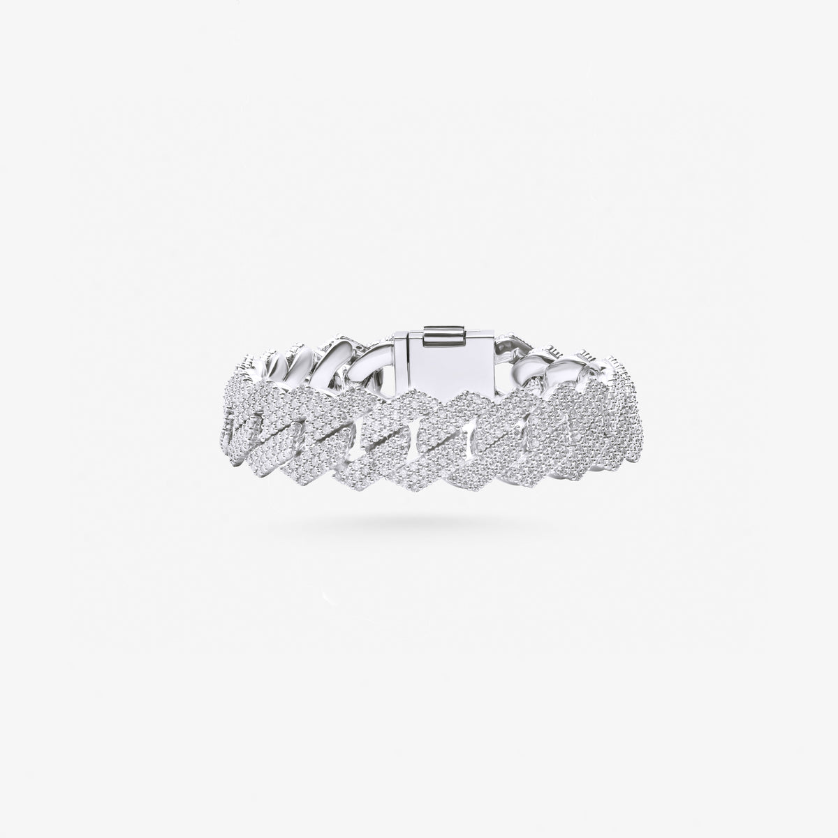 Peter Marco 18k white gold round cut diamond Cuban link bracelet