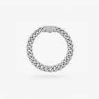 Peter Marco 18k white gold round cut diamond Cuban link bracelet