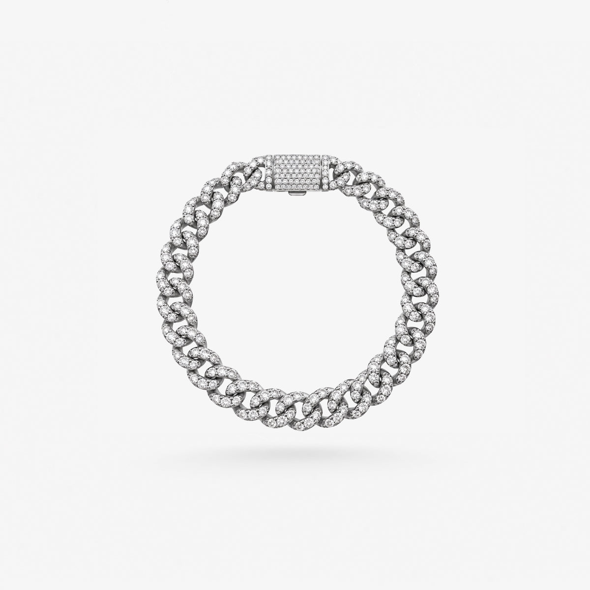 Peter Marco 18k white gold round cut diamond Cuban link bracelet
