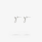 Peter Marco 18k white gold round cut diamond earrings, side view