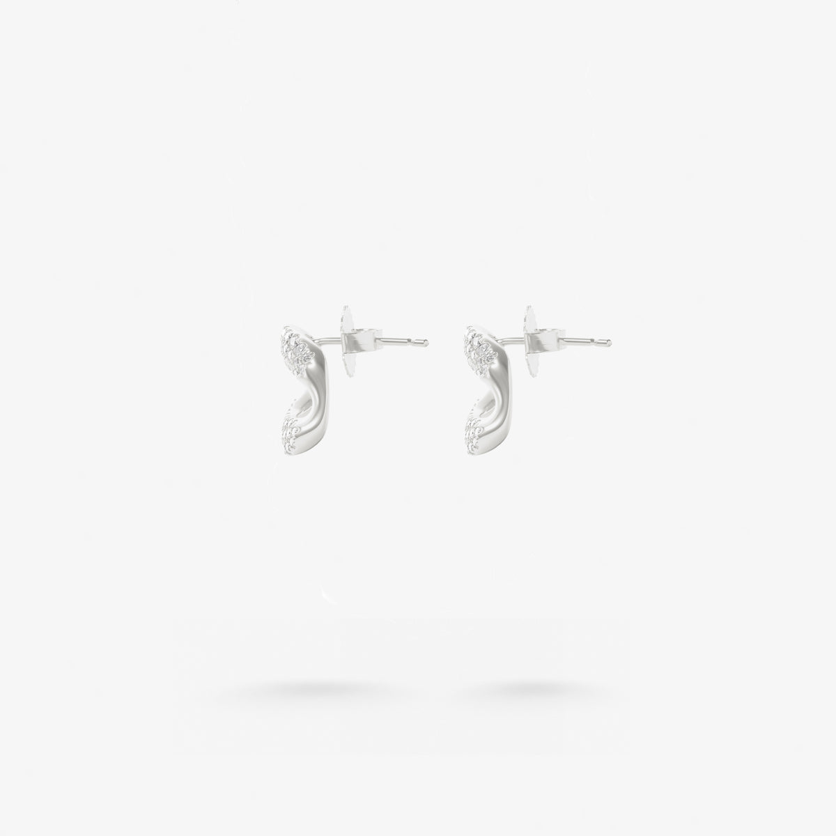 Peter Marco 18k white gold round cut diamond earrings, side view