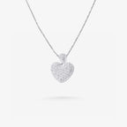 Peter Marco 18k white gold round cut diamond heart pendant