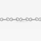 Peter Marco 18k white gold round cut diamond infinity link bracelet, detail view