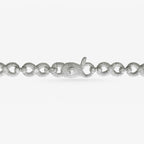 Peter Marco 18k white gold round cut diamond infinity link necklace, clasp view