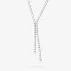 Peter Marco 18k white gold round cut diamond lariat necklace
