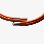 Peter Marco 18k white gold round cut diamond leather bracelet, clasp view