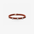 Peter Marco 18k white gold round cut diamond leather bracelet