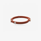 Peter Marco 18k white gold round cut diamond leather bracelet, side view